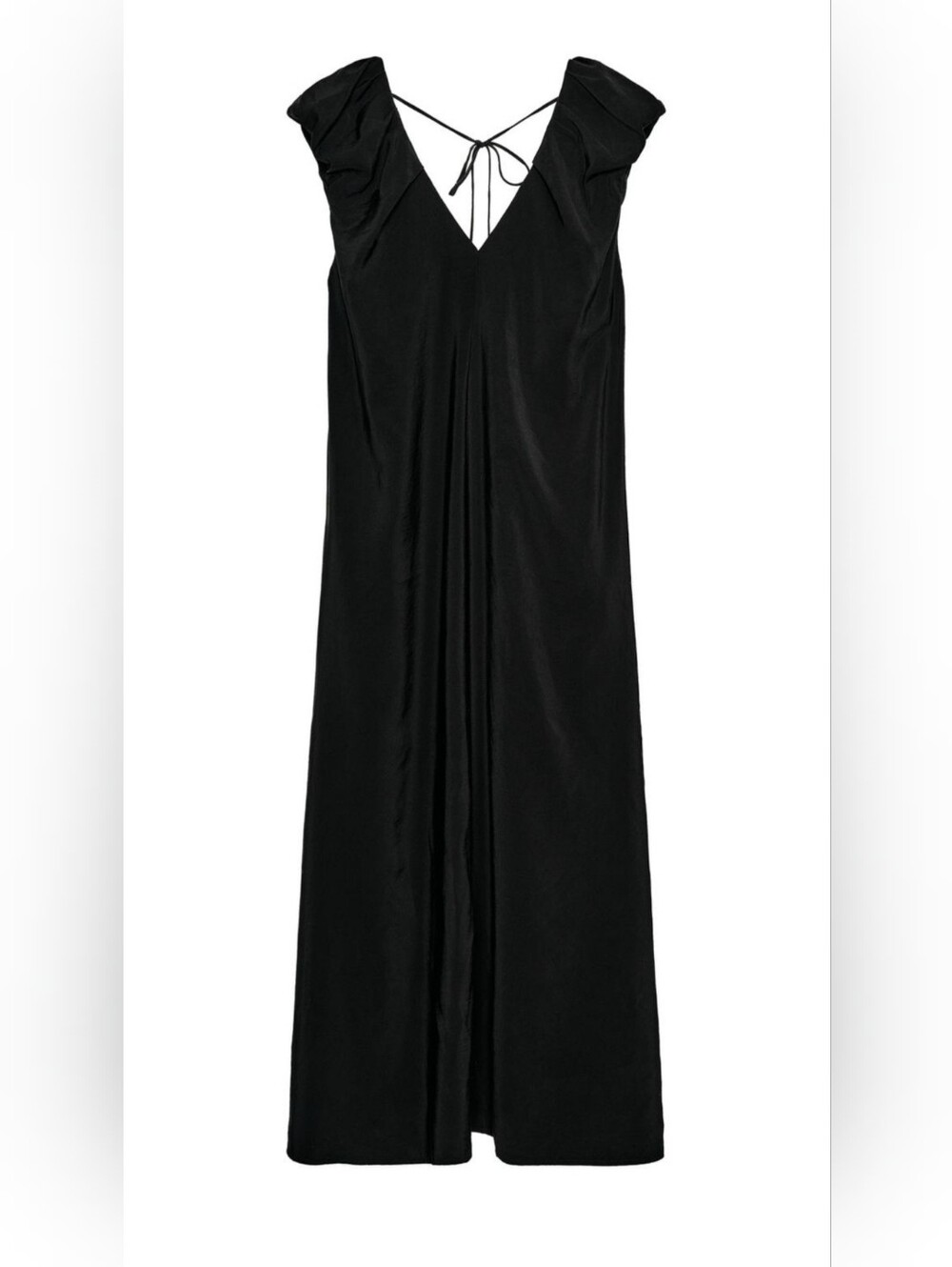 Zara Women's Black V-Neck Long Puff Sleeve Dress Size S